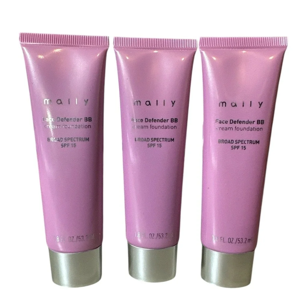 Lot of 3‎ Mally Face Defender BB Cream Foundation SPF 15 - Medium TAN 1.8 oz NEW